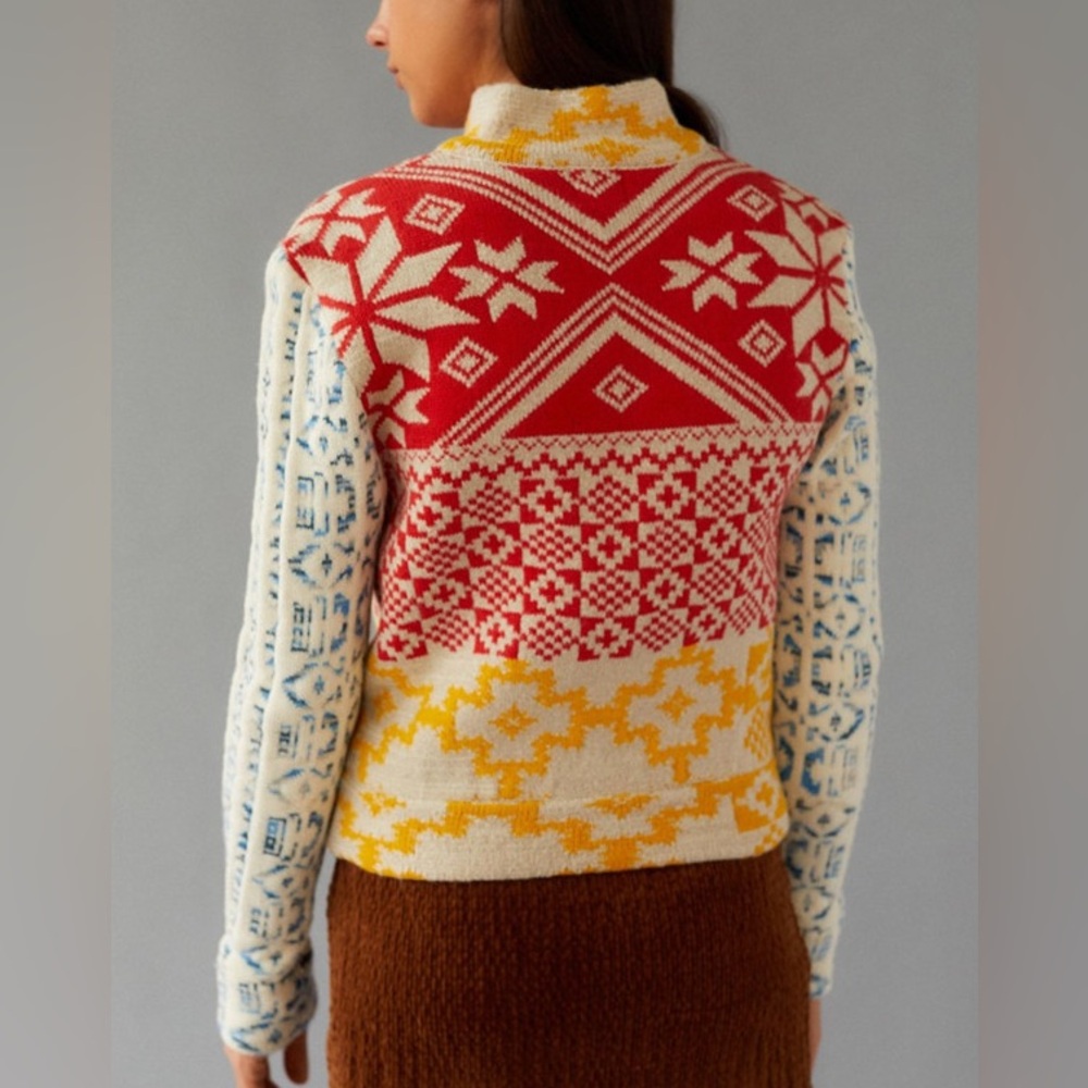 NWT BDG Rian Lace-Up Sweater in Multi Red Size M - Picture 3 of 14